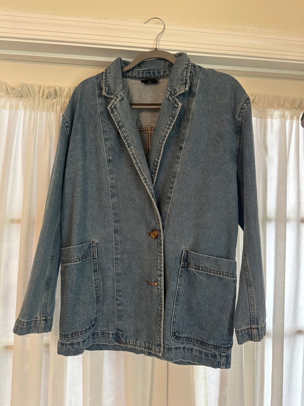 Oversized Blue Denim Blazer Jacket for Women